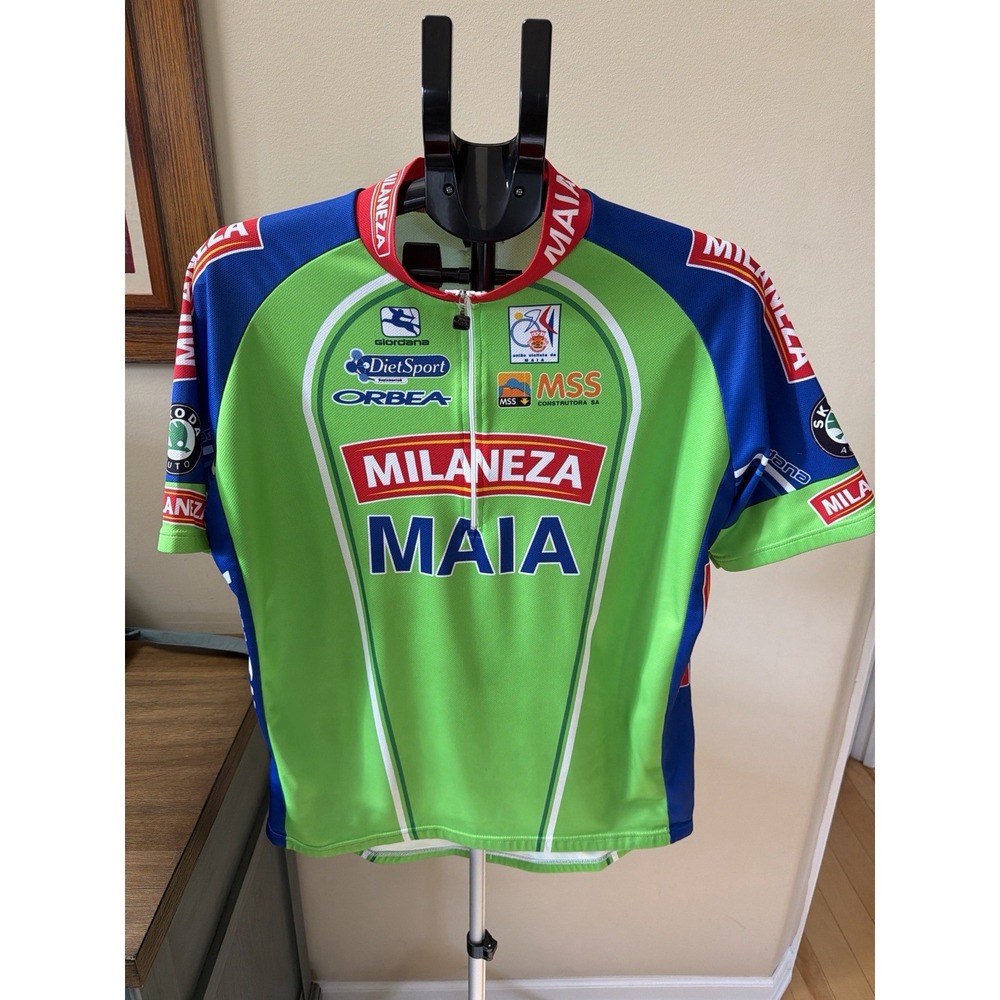 Giordana Milaneza Maia Portugal Cycling Jersey Mens Large Green Full Zip